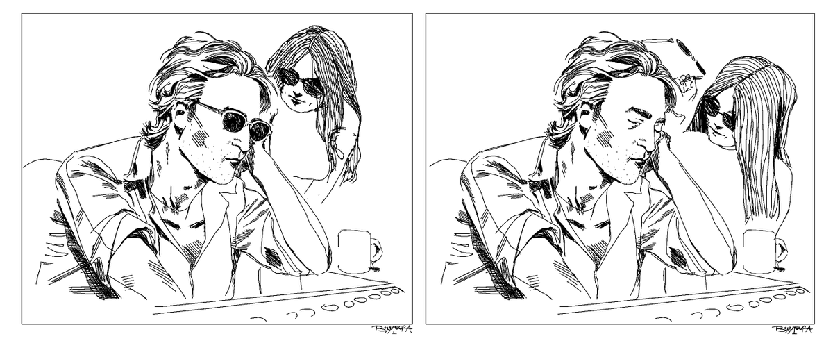 bonnieura's tweet image. dozing off #johnlennon #yokoono