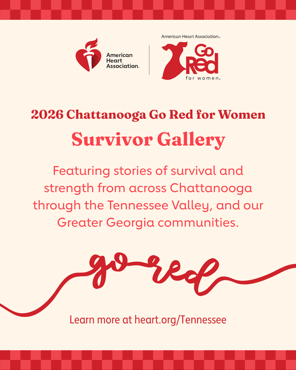 AHATennessee's tweet photo. Real stories. Real strength. Real impact. ❤️
Meet the women and families featured in the 2026 #Chattanooga #GoRedforWomen Survivor Gallery.
Their stories remind us why we Go Red and why women’s heart health matters. https://t.co/nPphq9XS8L