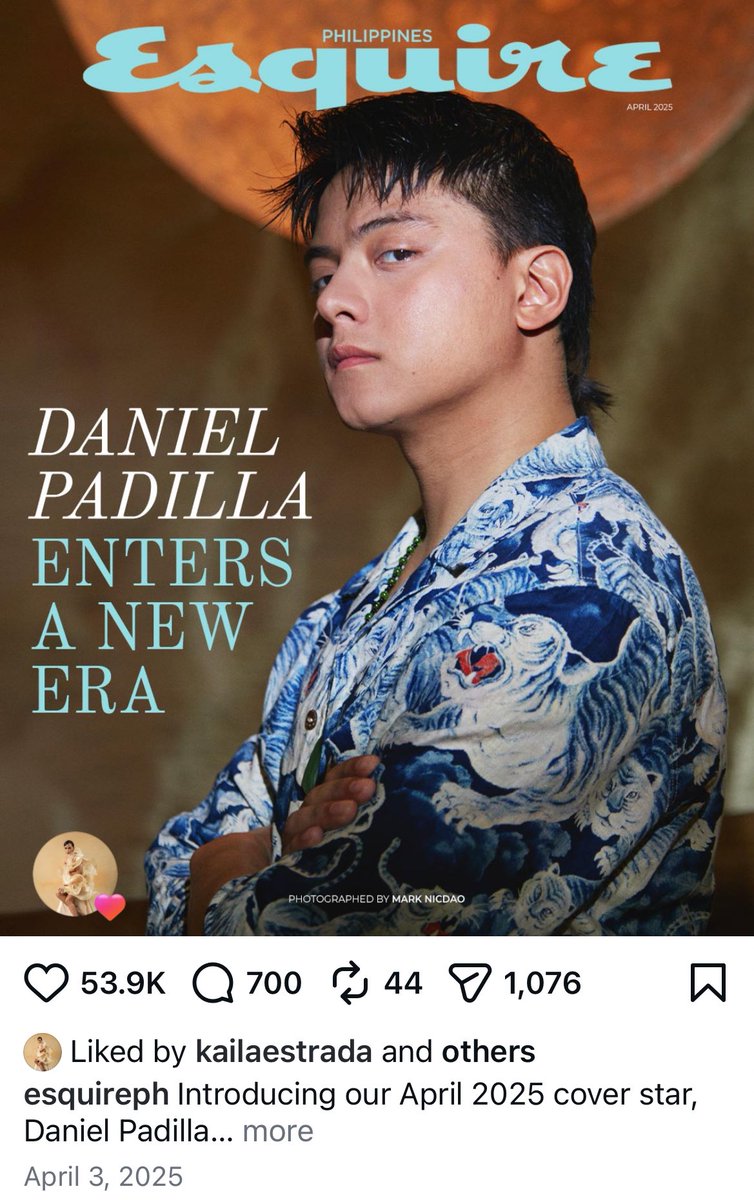 vpkatol's tweet photo. Liker na pala si Mama Kai sa Esquire pa lang.🫢🥰🧡
19 days to go til DJ turns 31 🎉
#DanielPadilla https://t.co/TmhIYlLnGR