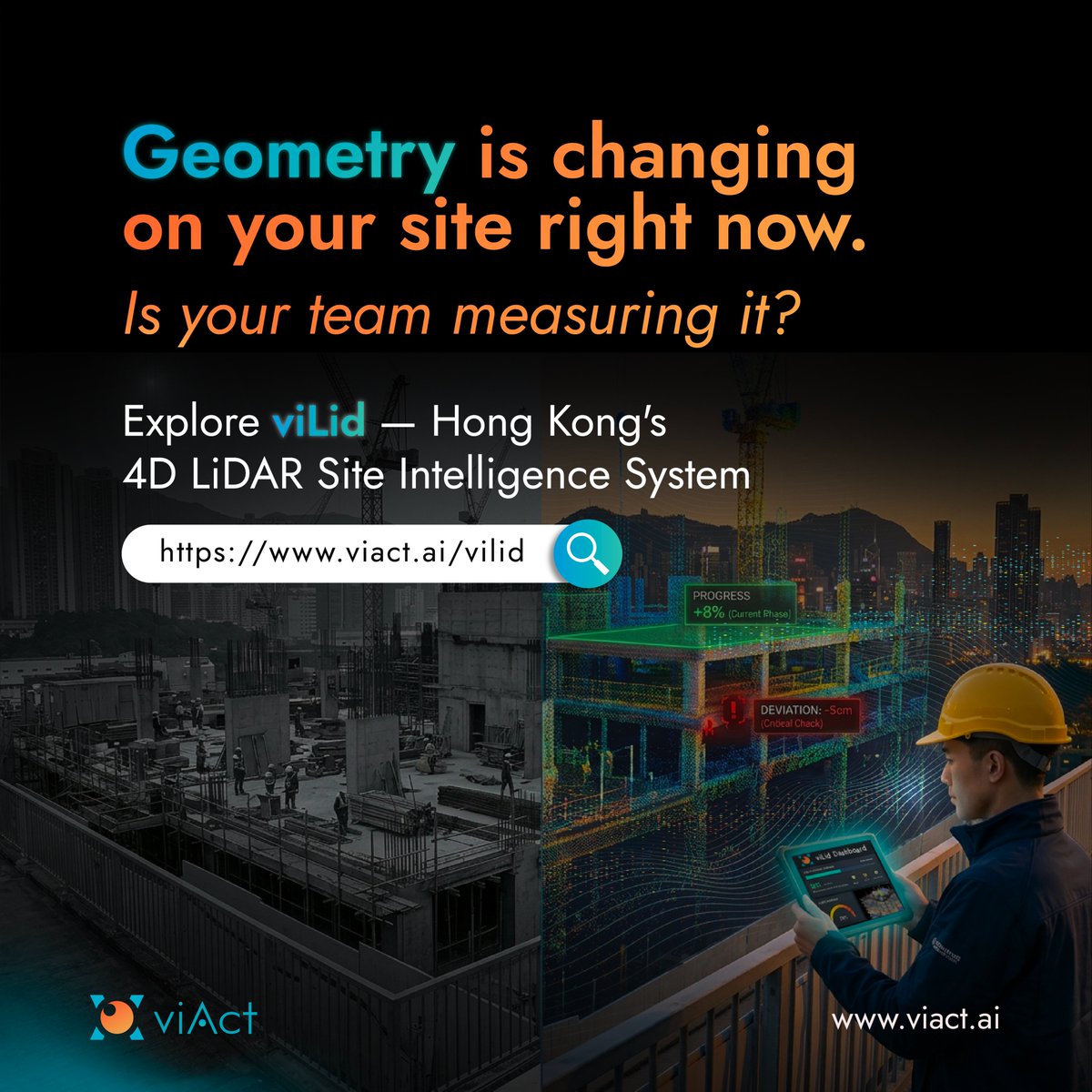AiViact's tweet photo. viLid — 4D LiDAR Site Intelligence. 3 scanning modes. 1 live spatial model. Quantities verified against your actual design. Not an approximation.

🔗 https://t.co/dVwIwNbCu5

#viLid #LiDAR #ConstructionTech #HongKong

#ConstructionTech https://t.co/cB5MWJn9mx