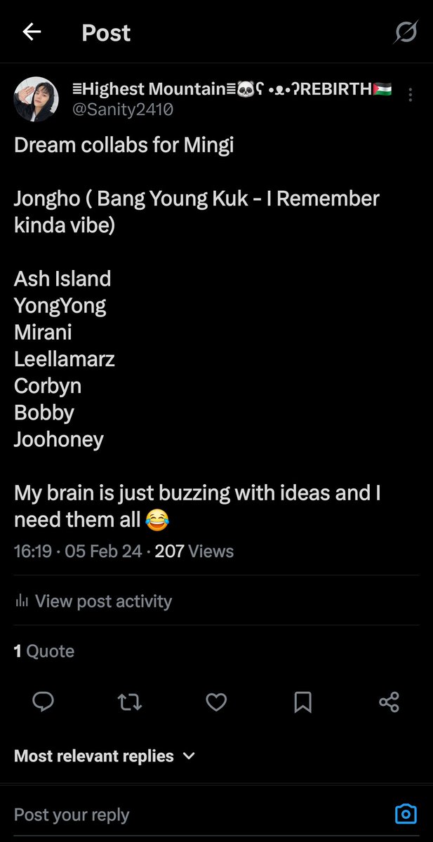 Listen Mingi you already did one on my list, pick another 😅 also just realised I made a typo sorry Bang Yongguk