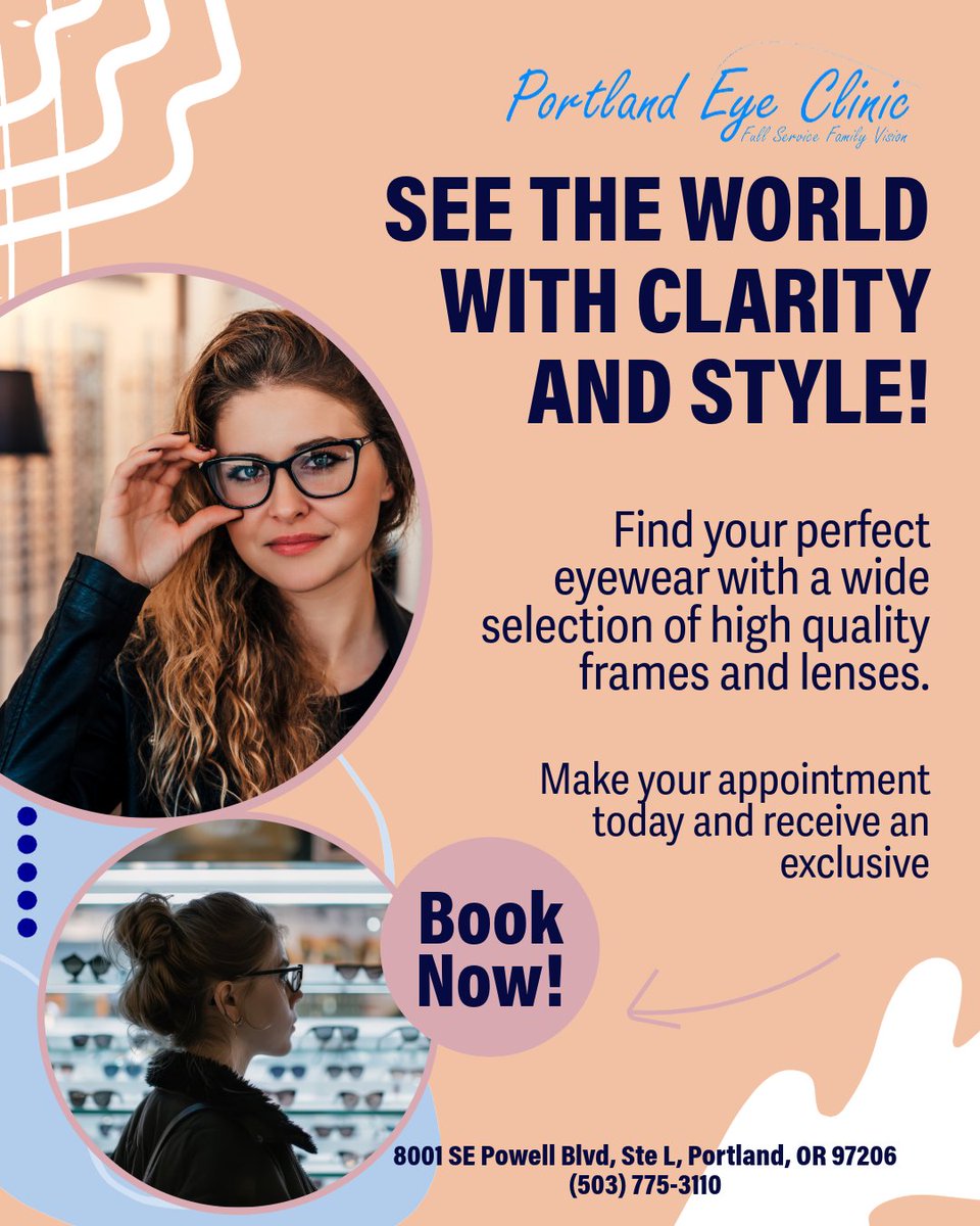 Pdxeyeclinic's tweet image. Upgrade your vision and look with high-quality frames and lenses! 🌟 Book your appointment today and experience style and clarity like never before. Your perfect eyewear awaits!

📞 (503) 775-3110
🌐 portlandeyeclinic.com

#EyewearStyle #PortlandVisionCare #SeeClearly