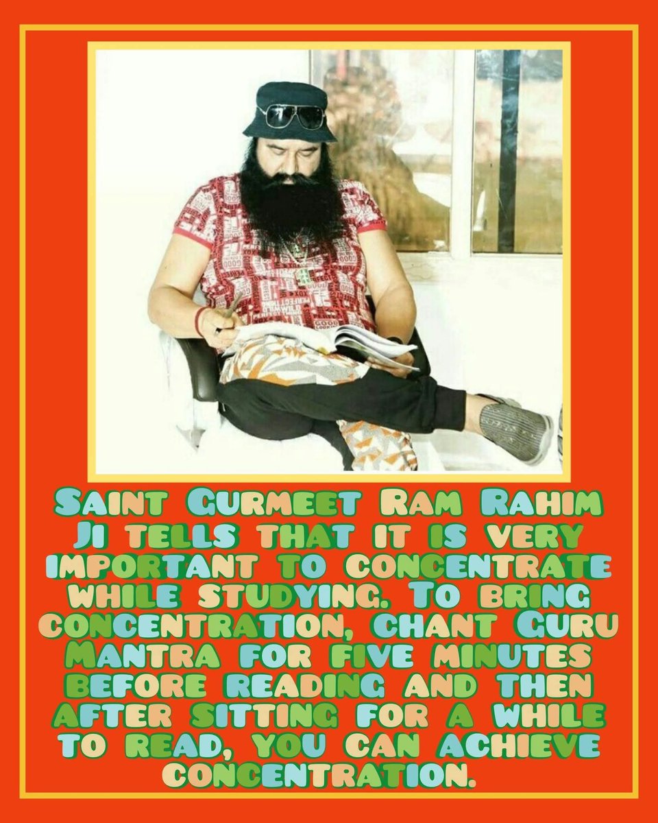 _insan_77's tweet photo. SAINT GURMEET RAM RAHIM JI TELLS THAT IT IS VERY IMPORTANT TO CONCENTRATE WHILE STUDYING. TO BRING CONCENTRATION, CHANT GURU MANTRA FOR FIVE MINUTES BEFORE READING AND THEN AFTER SITTING FOR A WHILE TO READ, YOU CAN ACHIEVE CONCENTRATION. #StudyTips https://t.co/WwIqLQu4ES