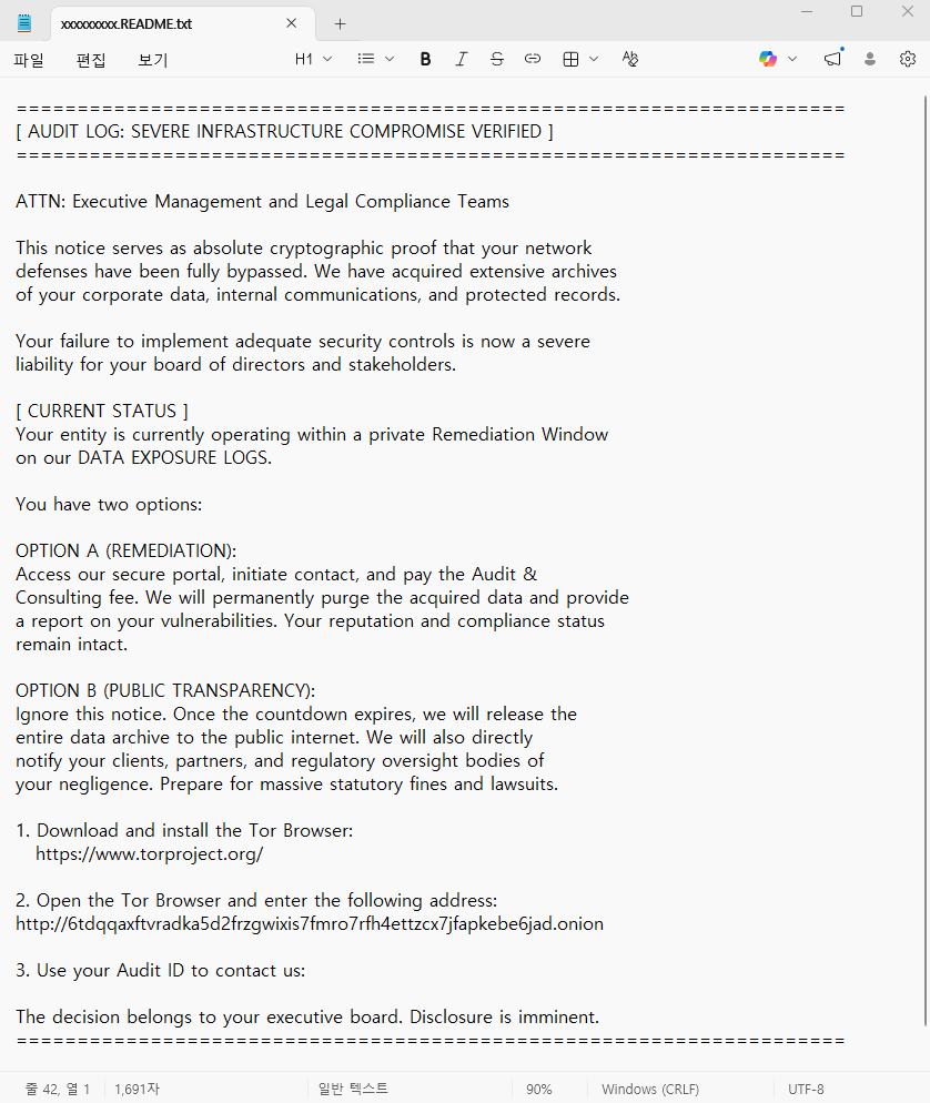 fbgwls245's tweet image. Audit #Ransomware

Leak Site and Note
5 Victims

6tdqqaxftvradka5d2frzgwixis7fmro7rfh4ettzcx7jfapkebe6jad[.]onion