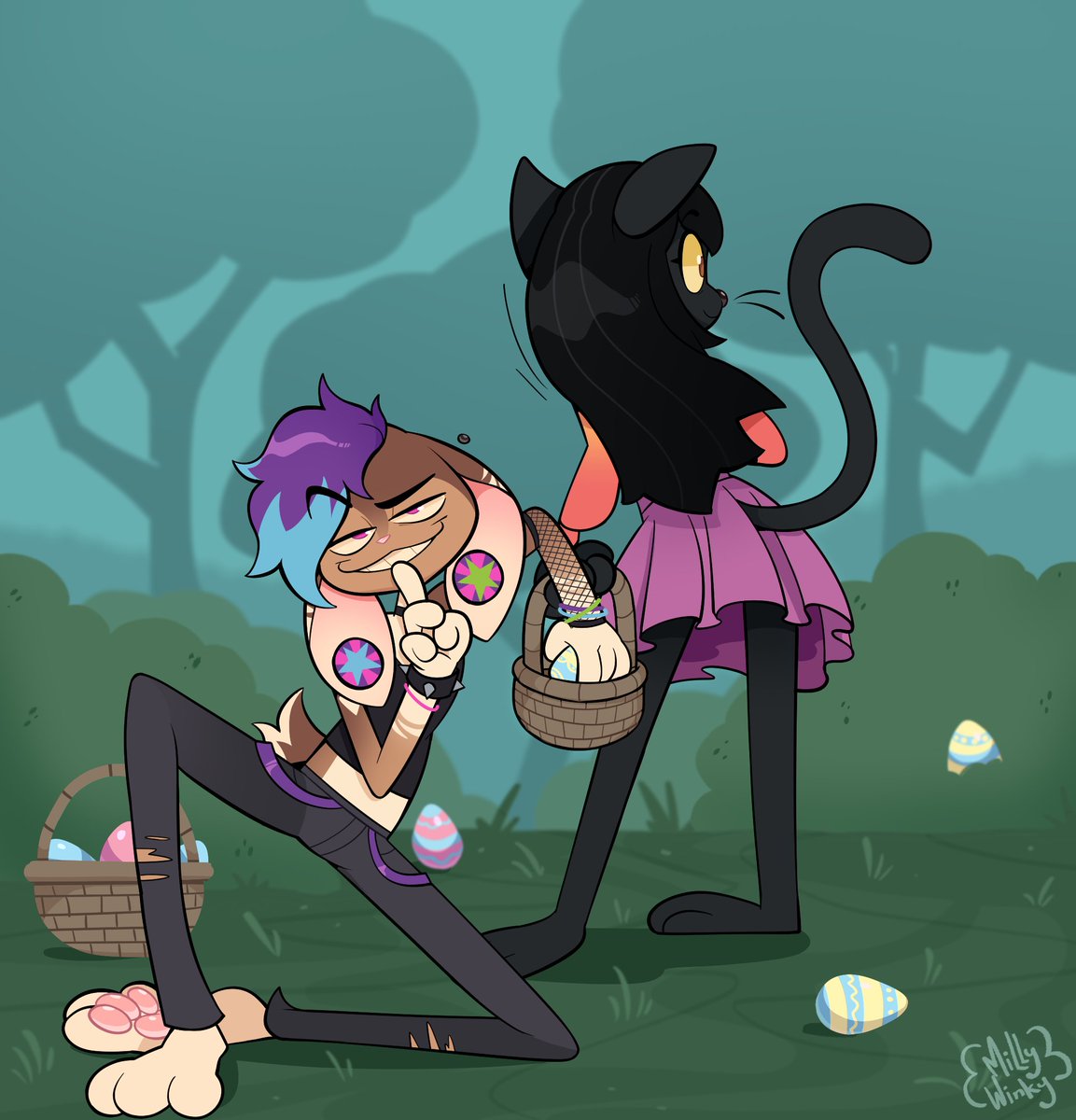 TheWinkyFox's tweet photo. Egg hunt is fun with friends! ..right? 😆
 for Scribblez https://t.co/bxt7fgYFfn