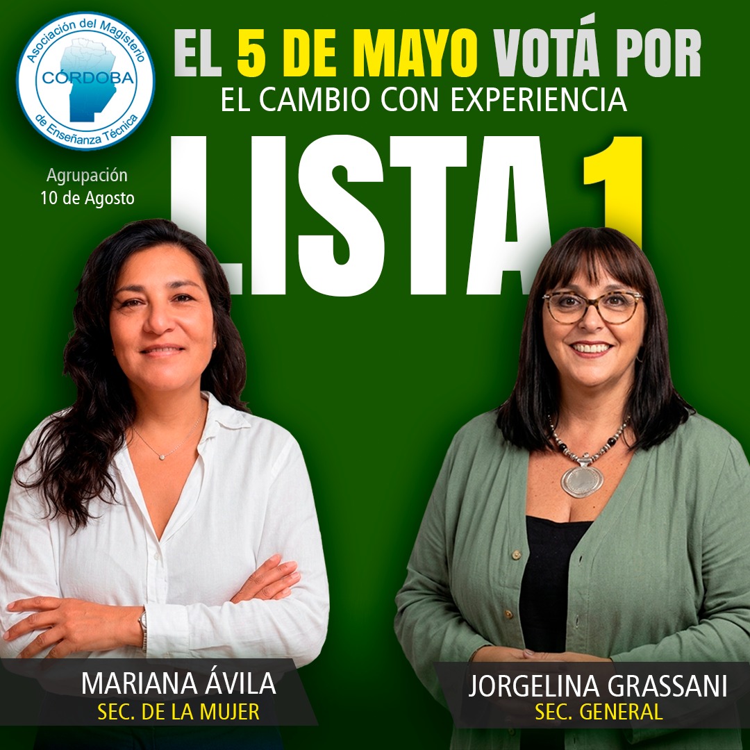 jorgelinag72's tweet photo. 5 DE MAYO Votá por el  cambio con experiencia. 

Lista 1 - Verde - 10 de Agosto 

Defender a los trabajadores docentes técnicos es nuestro compromiso. 

Consolidar la educación técnico profesional nuestra misión. https://t.co/nu884YMoNh