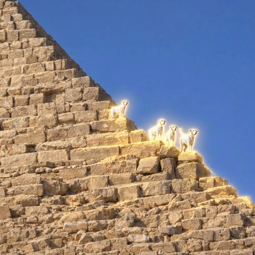 lieless67's tweet photo. This is actually insane

The Explorers getting traction on X showing 4 dogs hanging out on the Pyramid of Giza.  

Nature just gave us a free runner, the most memeable animal + one of 7 wonders in the world.

https://t.co/hzlu4Mk6Jm https://t.co/ziDNmWMk0N