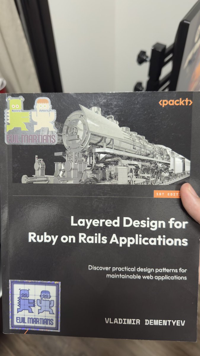 faqndoE97's tweet photo. Great talk by @palkan_tula at @rubymontevideo 

I forgot to bring the book for a signature so I decorated it with the meetup stickers.

Was nice to have you here! https://t.co/yTF0Xc29RO