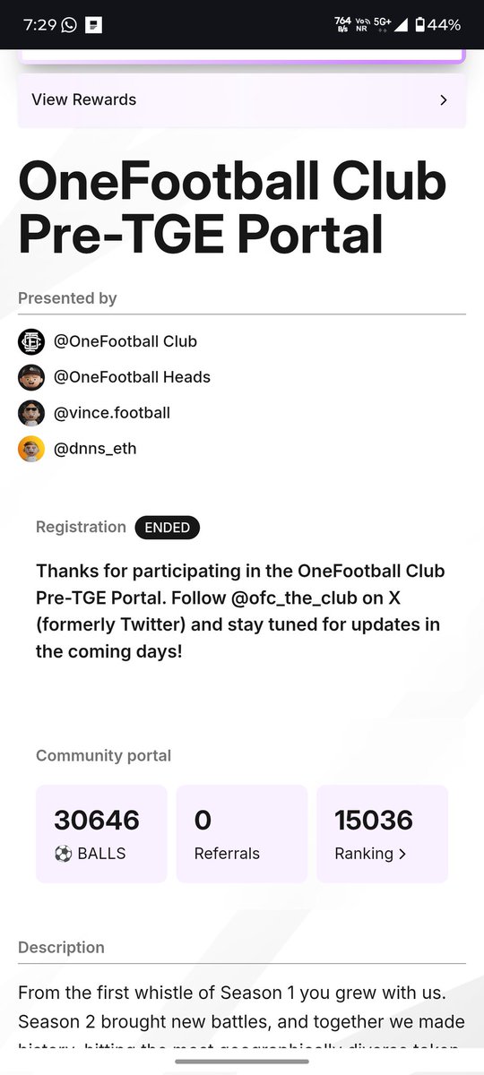 This is my rank of 15k + I think I am part of this drop thanks to <a href="/ofc_the_club/">OneFootball Club</a>