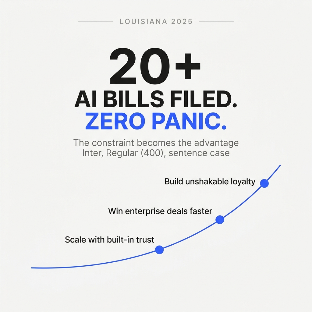 thomaswgreen's tweet photo. Transform AI challenges into a lasting competitive edge.
Louisiana lawmakers filed over 20 AI bills this year.
Most focus on strict protections and exploitation limits.
They want an AI Bill of Rights. https://t.co/ZYWUu8XEw8