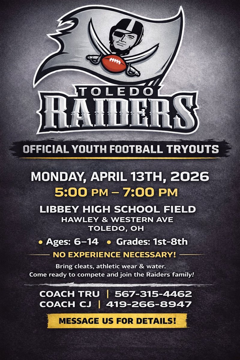 ToledoRaiders's tweet photo. 🚨🚨🚨🚨🏴‍☠️🏴‍☠️1 week from today lets get it 🙌🏾🙌🏾 bring me them babys they gone be in state farm hands lol lets get it RAIDERS NATION LOADING 🏴‍☠️🏴‍☠️🚨🚨🚨🚨 https://t.co/yTBYG5uJSZ