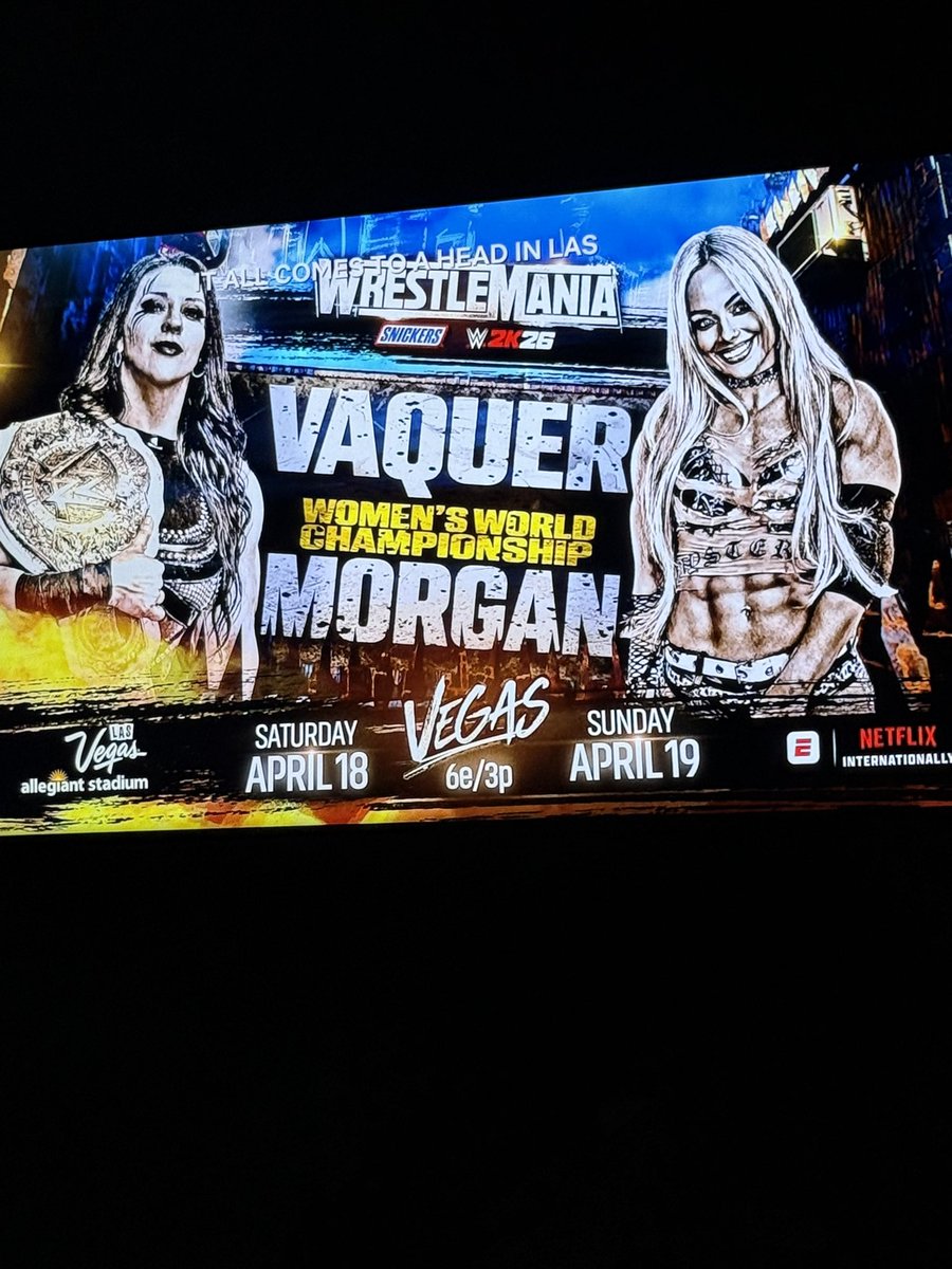 AugustRiche's tweet photo. Of all the amazing graphic designers @WWE could hire, they use some AI bs and got both Liv and Stephanie’s heads on bodies that aren’t theirs 😑 do better #mondaynightraw https://t.co/aYyM3TzS9Q