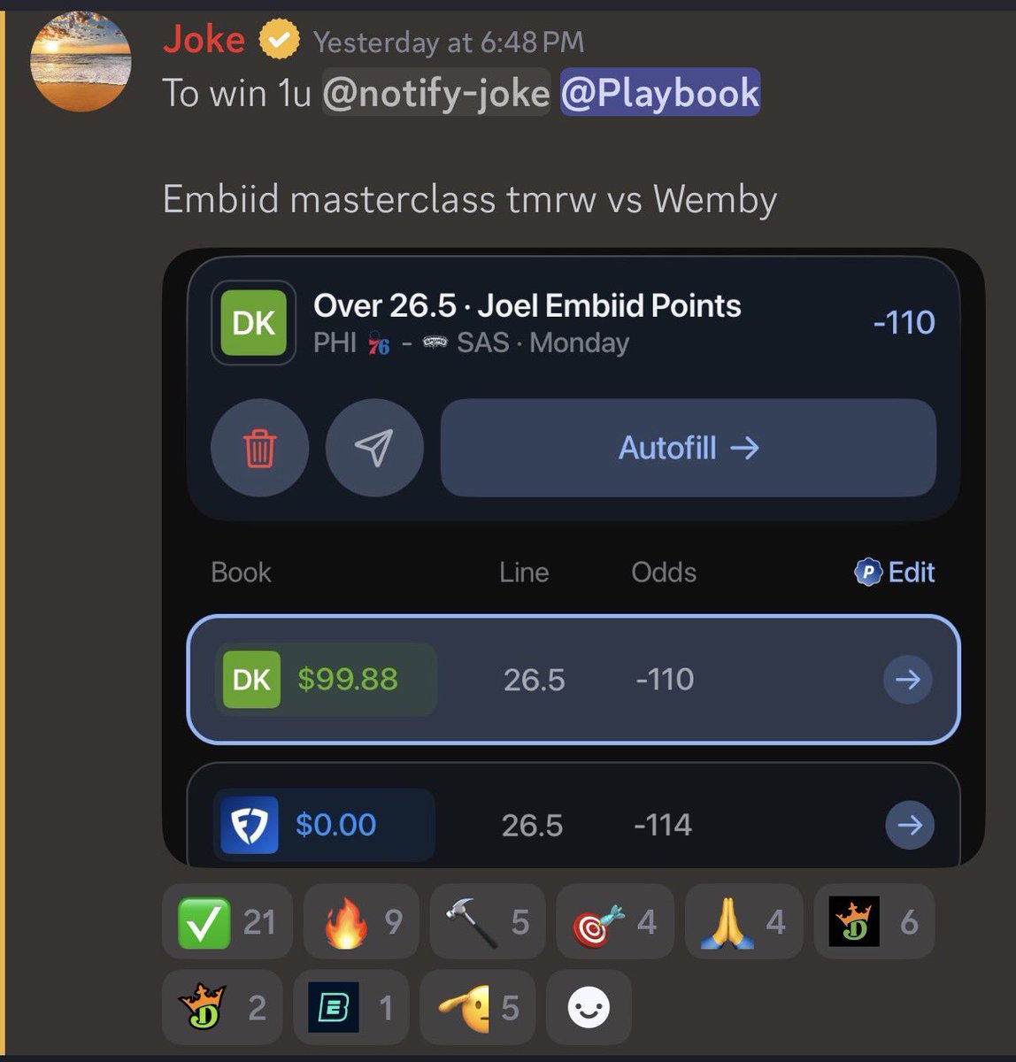 Jokeeee_'s tweet photo. Another solid day of hoops 🫡

-110✅
+330✅
+549✅

https://t.co/osaIoi2KpF 🚀🚀🚀 https://t.co/xU90Sq3e0m