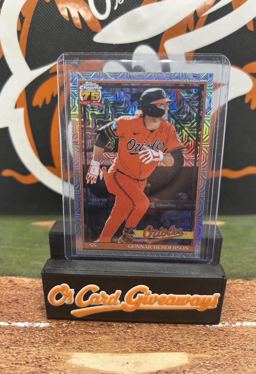 Orioles win!! Sorry for the slanted picture <a href="/DrinkSurfside/">Surfside</a> may have been consumed. LIKE RETWEET AND FOLLOW!! I’ll select one lucky follower to receive this Gunnar Henderson card tomorrow around noon. #Birdland