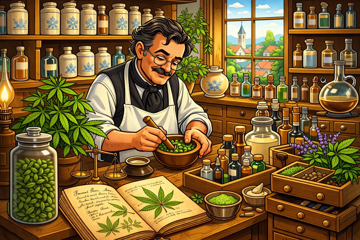 🧪🌿 Le cannabis dans les recettes médicinales d’apothicaires de province

Avant d’être une affaire de polémique, le cannabis a aussi eu une vie plus discrète:
Celle des officines, des formules manuscrites, des préparations de comptoir et des usages artisanaux loin des grands
