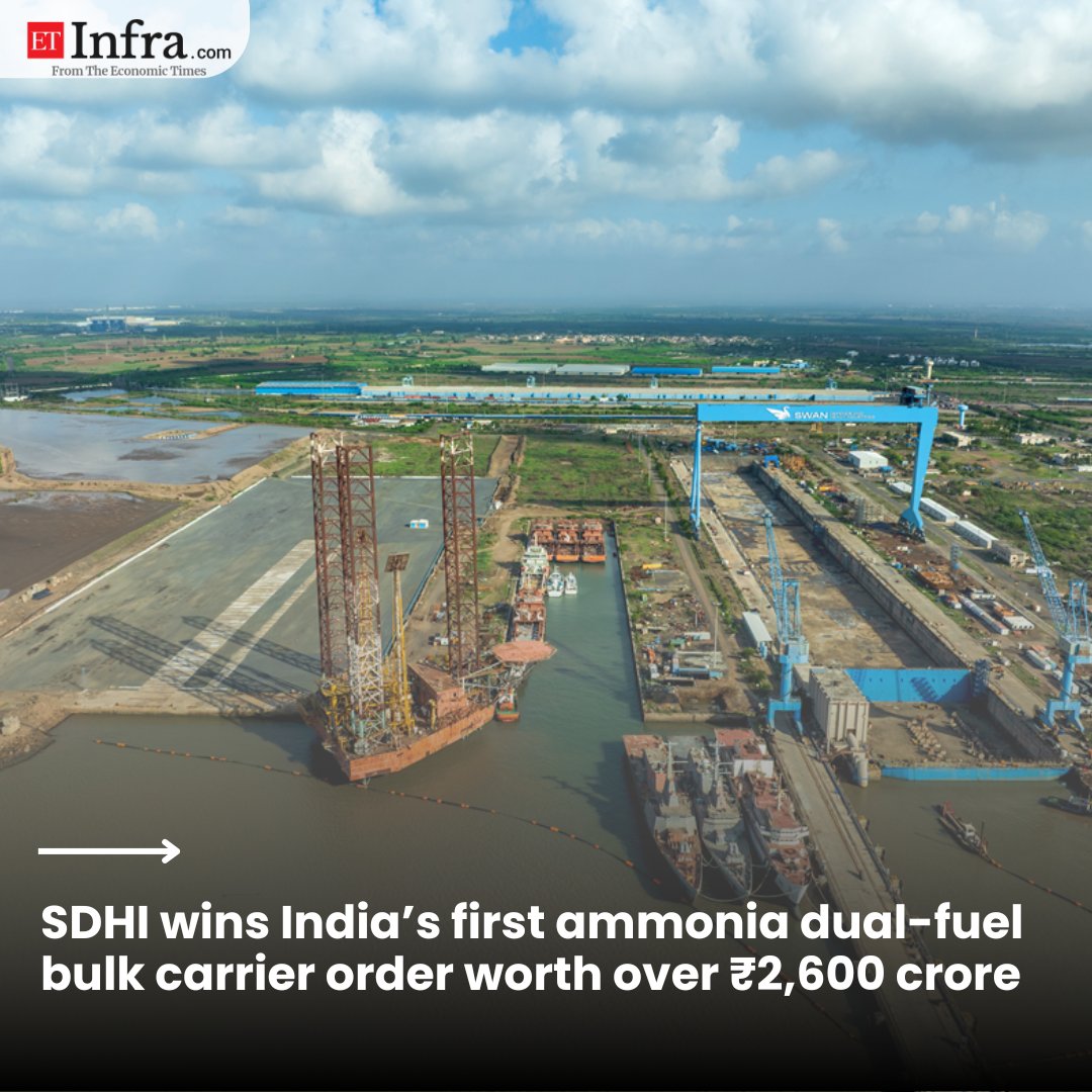 ET_Infra's tweet image. SDHI wins India’s first ammonia dual-fuel bulk carrier order worth over ₹2,600 crore

📖: shorturl.at/oqGCC
✍🏻: P Manoj

#Shipbuilding #GreenShipping #Maritime #India #Infrastructure #EnergyTransition #Ports #Logistics #Sustainability #Shipping #ETInfra