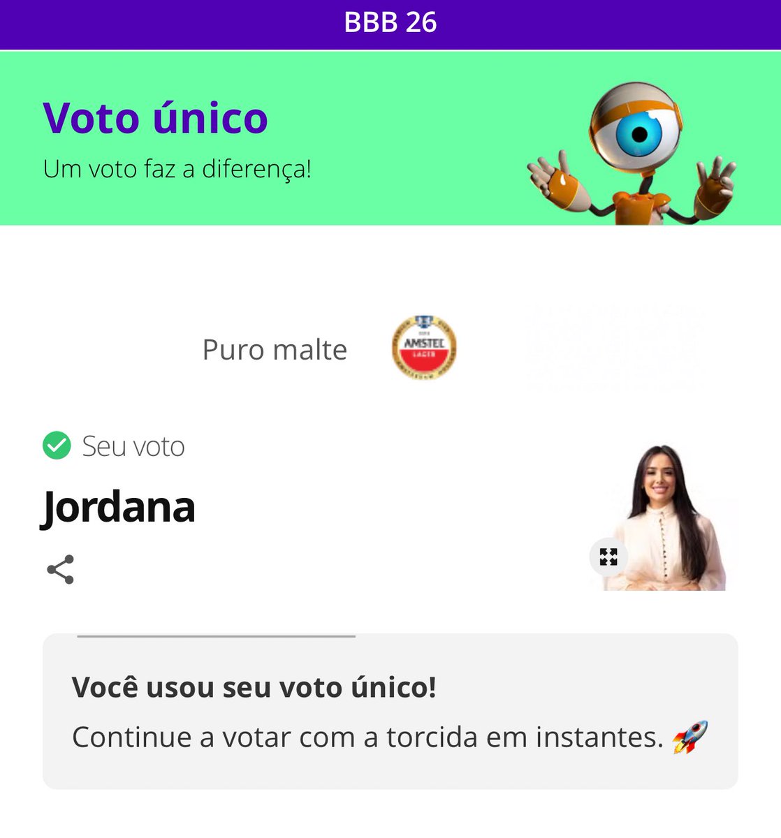 mpaulodias's tweet photo. Já fiz minha parte, primeiro ela, depois as outras #ForaJordana #bbb26 https://t.co/tR3gAOYupM