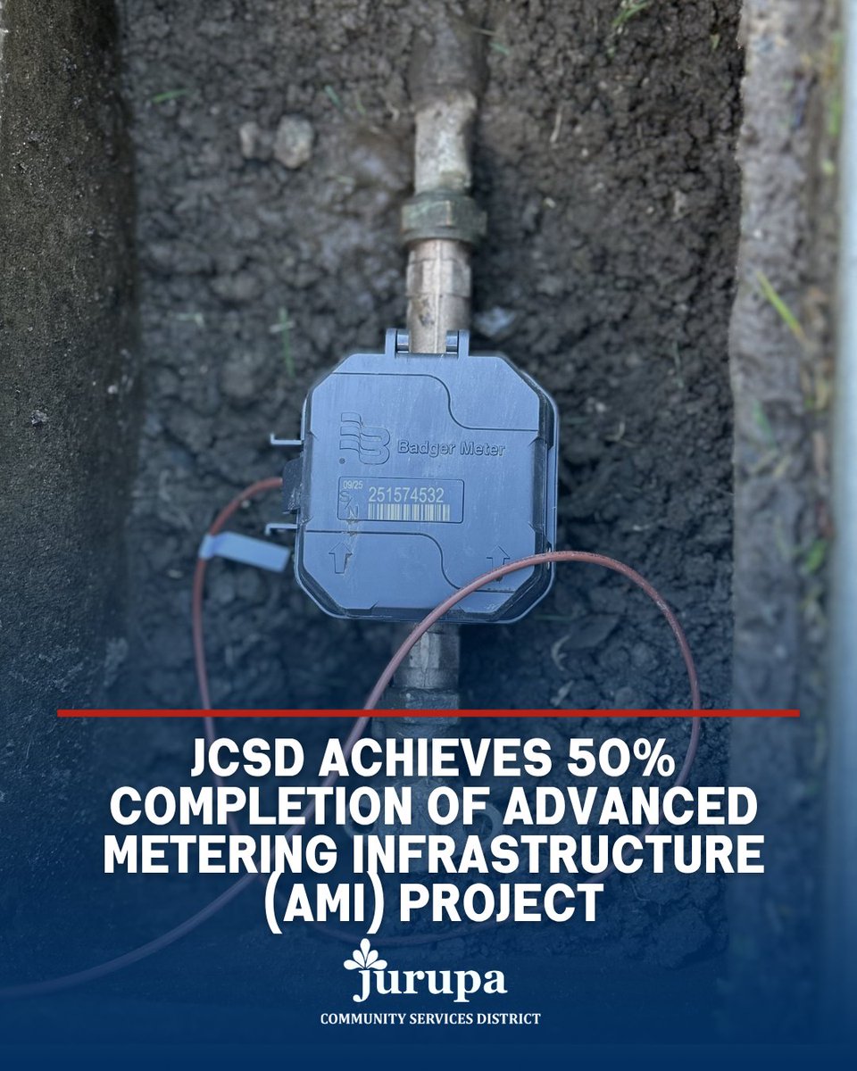 JCSDistrict's tweet photo. We're halfway there! 🚧💧

JCSD achieved 50% completion of its Water Use Initiative (AMI) project to replace traditional water meters and promote conservation by allowing users to monitor their own water usage in real time.

Read the News Release Here: https://t.co/uOE0B3F2x0

#JCSD #Eastvale #JurupaValley #AMI #Water #WaterConservation
