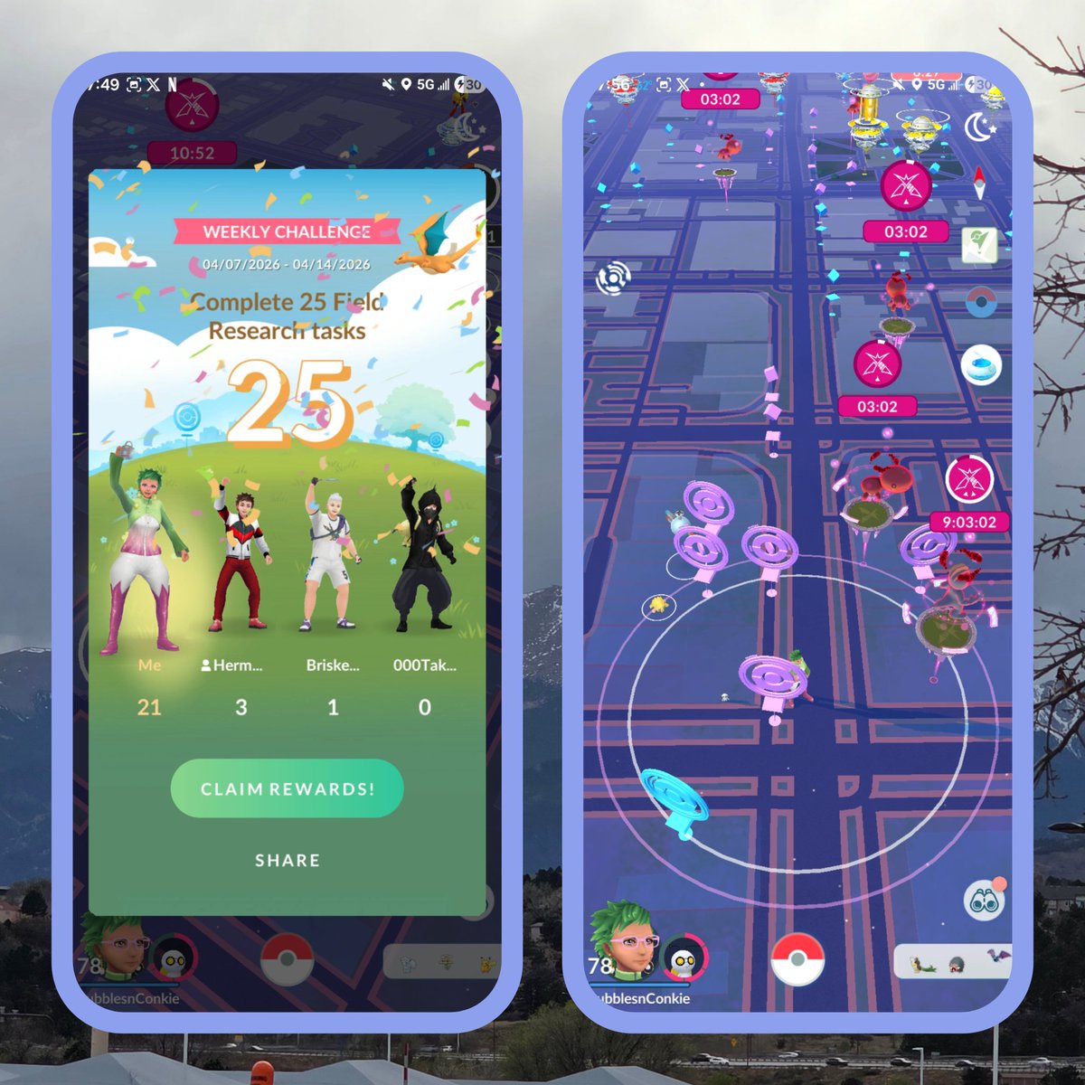 Bubblesnconkie's tweet photo. Guess what... I was finishing spinning pokestops and I got an invite from @HTG_Variety and I decided to hang out for a bit longer.  And this happened 😂🤣😂 sorry guys was a bit selfish😬
Ps I love living downtown 
🌟✨️HAPPY HUNTING✨️🌟
#PokemonGO https://t.co/Rj2z0qF2vG