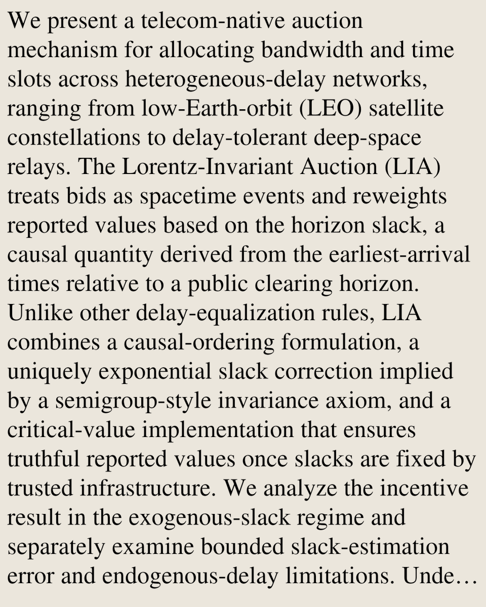 DO's tweet image. Latency-Aware Resource Allocation over Heterogeneous Networks: A Lorentz-Invariant Market Mechanism

Saad Alqithami
arxiv.org/abs/2604.03897 [𝚌𝚜.𝙶𝚃 𝚌𝚜.𝙰𝙸 𝚌𝚜.𝙽𝙸]