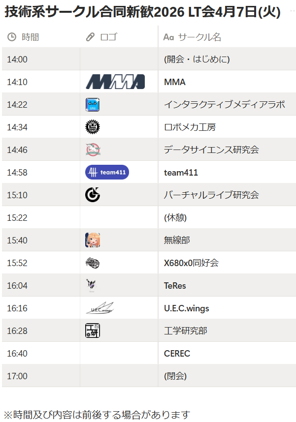 技術系サークル合同新歓2026 tweet media