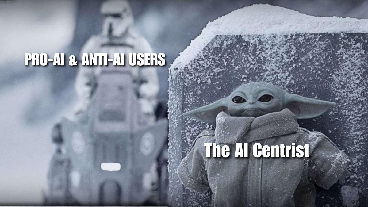 On this tribalist app you're either Pro or Anti-AI. But are there people that exist in the middle? Understanding its use in tackling menial tasks, improving accessibility for the disabled, streamlining complex data, augmenting medical research, etc. 

But against people losing