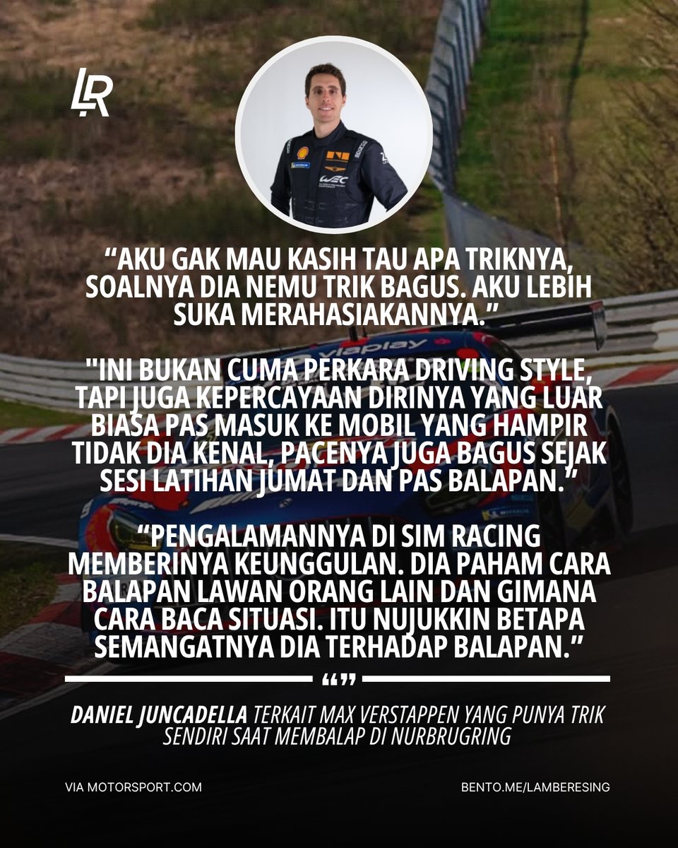 Max Verstappen disebut punya trik sendiri di Nurburgring!

Saat Max jalani race NLS2 di bulan lalu, Dani mengatakan Max memakai "trik khusus" saat menghadapi dirty air di belakang Christopher Haase, yang menurutnya jadi bahan studi bagi driver GT3 lain.

Menurutnya Max melakukan