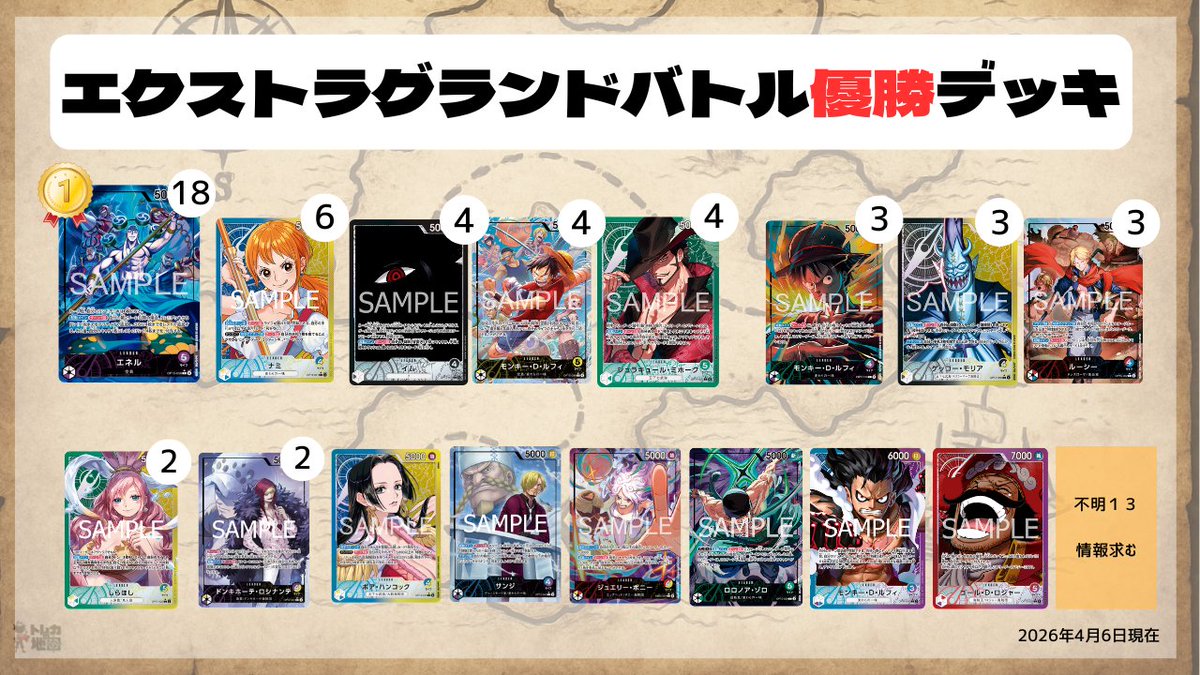📢#ONEPIECEカードゲーム 「エクストラグランドバトル」 4月6日現在