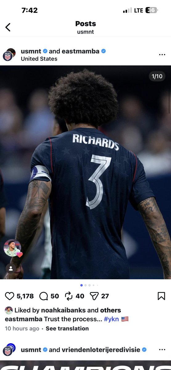 Noahkai Banks liked Chris Richards post 👀 #USMNT