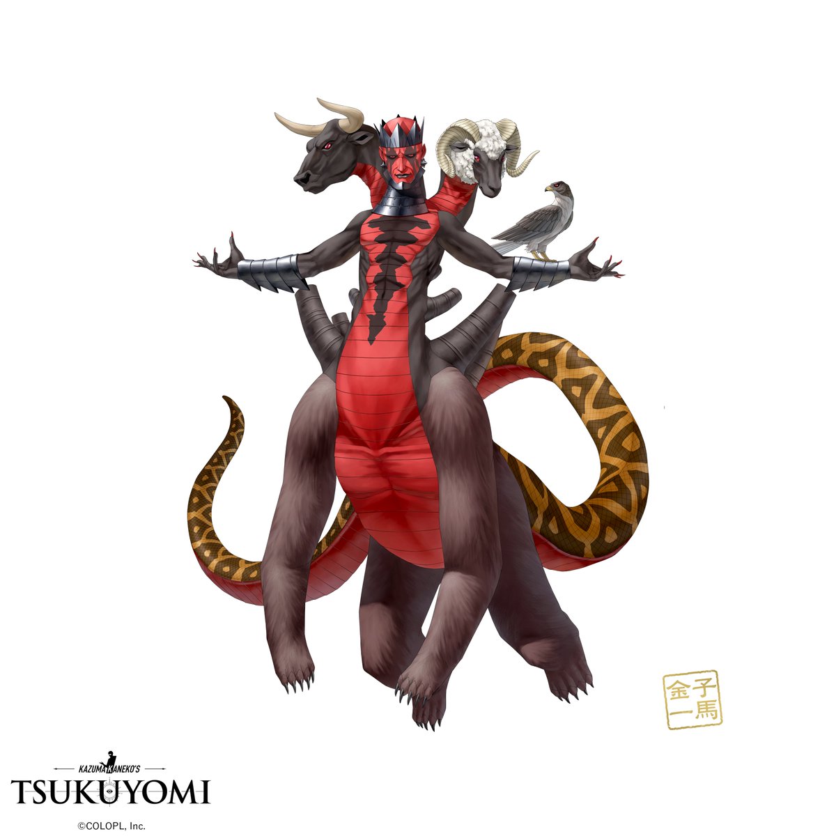 #金子一馬 描き下ろし神魔紹介😈

＝＝＝＝＝＝＝＝＝＝＝＝＝＝＝＝＝＝＝

バラム

＝＝＝＝＝＝＝＝＝＝＝＝＝＝＝＝＝＝＝

金子一馬の一言
「ソロモン72柱の1柱。様々な生物の要素を併せ持ち、かつ悪魔であることを意識して描いたよ。