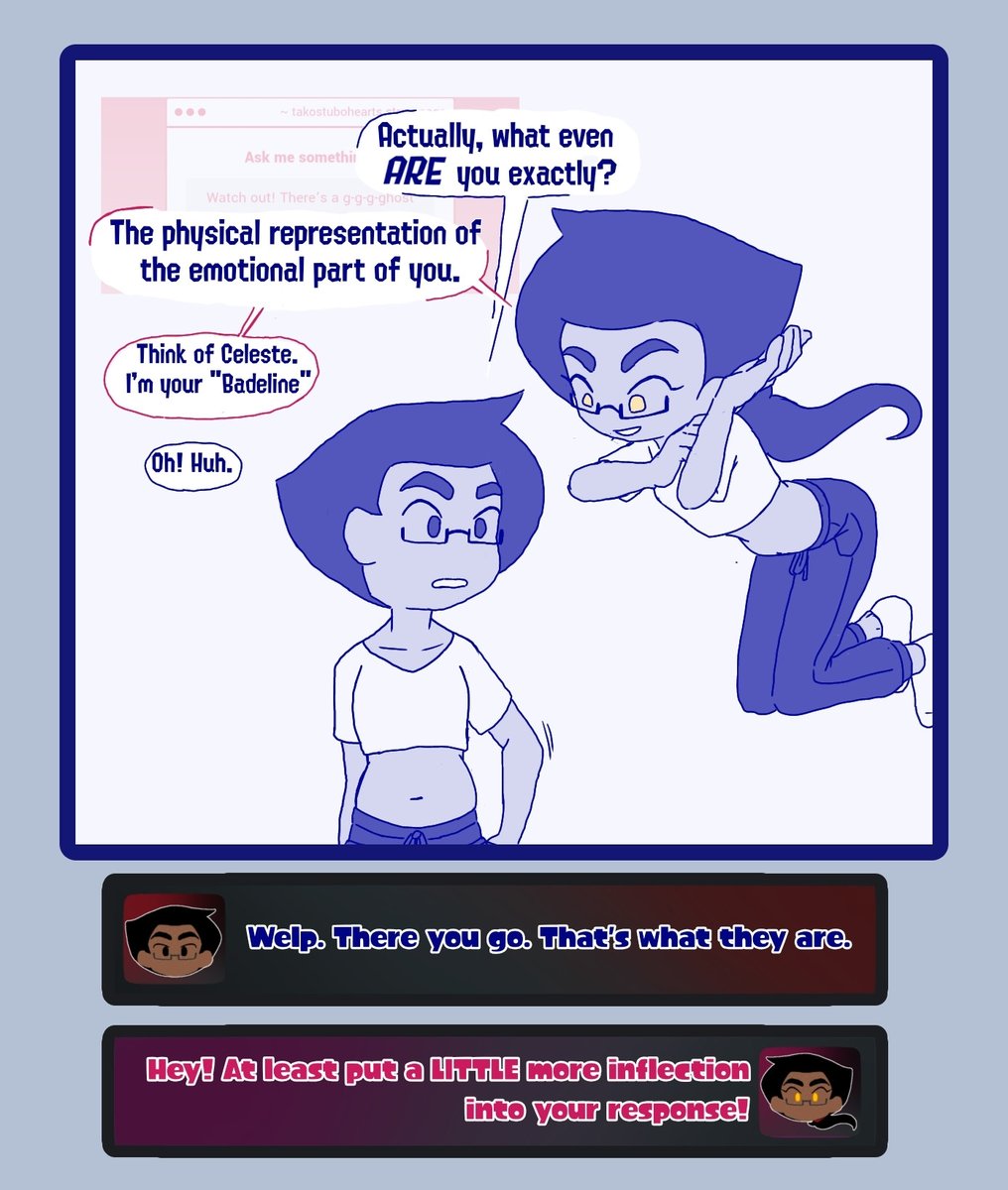 AxielNotSoAngel's tweet photo. https://t.co/7W3cXZ3W4v
Q: Watch out! There’s a g-g-g-ghost behind you!
Angel: "I'm not a ghost! I'm me!!"
Axiel: "How are you guys even seeing them? At least I'm not alone in seeing this lunatic."
Angel: "HEY"
#ArtistBlock #Askblog #OC https://t.co/jocrcNiv7q