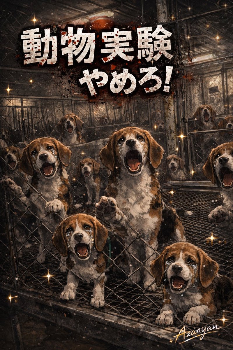 動物実験反対のポストをすると
決まってフィルターが掛かる

残酷なシーンは描写されてない
悲しそうなビーグルが開放を
訴えてるだけ　

なのにフィルターがかかるのは
AIが 動物実験は残酷で非道な行為と
判断してるからだ

#StopAnimalCruelty
#NoAnimalTesting
