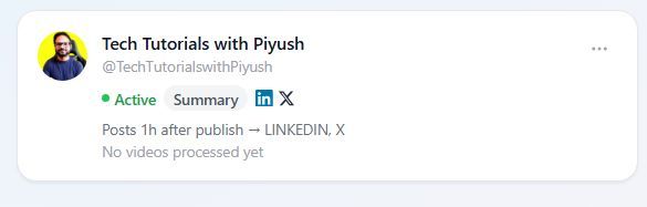 Everytime <a href="/techie_piyush/">Piyush Sachdeva - Building CannerAI 🚀</a> uploaded one video at Youtube, he had to manually create a linkedin and x post for that.

So what if we could automate that?

That's the exact problem we solved at CannerAI. 

Here's the architecture I designed and built over:
→ AWS EventBridge fires