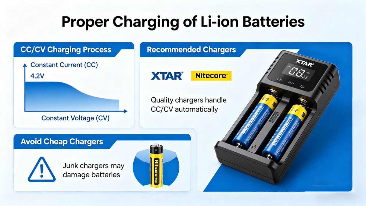 AneandesBattery's tweet image. Li-ion charger must have accurate cutoff (4.2V±0.05V). Poor accuracy leads to overcharge or undercharge, affecting life and safety. #BatteryCare