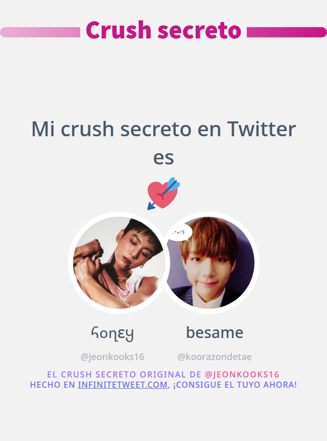 Mi crush secreto en Twitter es <a href="/koorazondetae/">besame</a>

➡️ infinitetweet.me/secret-crush?l…