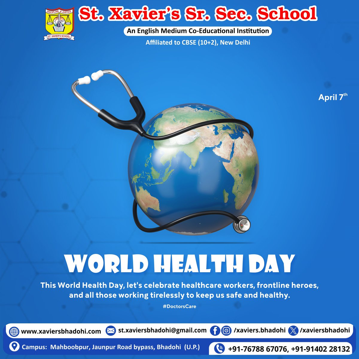 xaviersbhadohi's tweet photo. This World Health Day, let's stand united in advocating for equitable access to healthcare services for all. Health is a human right.

#WorldHealthDay #HealthcareForAll #HealthForAll #PublicHealth #OneHealth #ActForHealth #WellnessMatters #StayHealthy #HealthyLiving #DoctorsCare https://t.co/wK4JnMlAe8