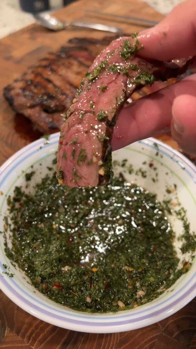 bbqfriend's tweet image. Dipping Steak in Chimichurri is a MUST

#steak #carnivore #keto #bbq #bbqfriend