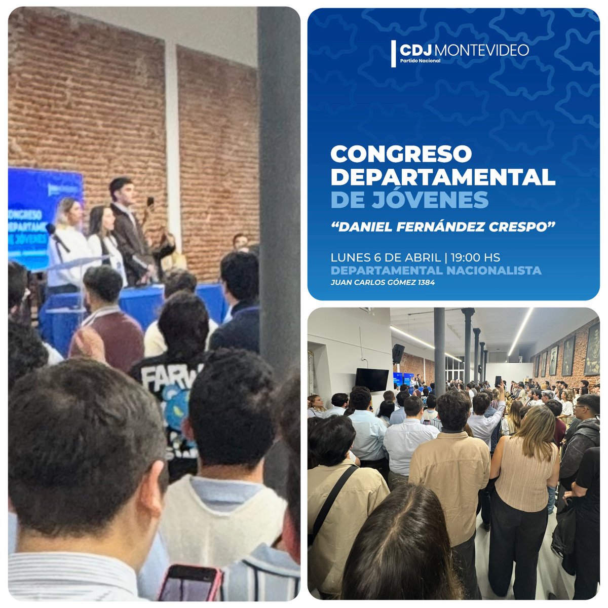 Estuvimos presentes en el Congreso Departamental de Jóvenes, quiero felicitar a la nueva Presidenta nuestra querida compañera  <a href="/mikaalarrosa/">Mika Larrosa</a>  y a todos los compañeros de la <a href="/lista71/">Lista 71 [oficial]</a> que asumieron hoy, sin dudas  hay más mañana que ayer !!! Salud y Herrerismo