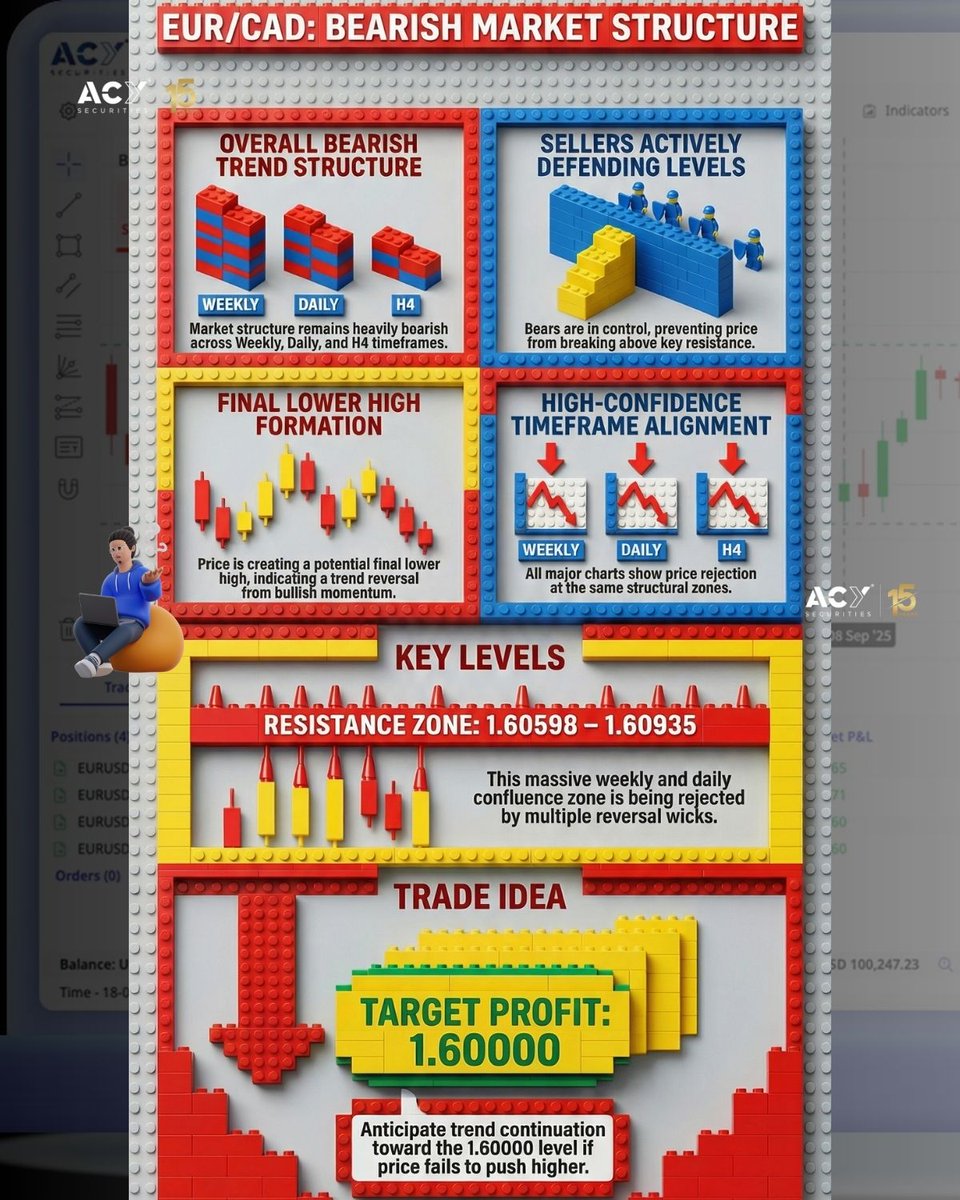 Is the Euro hitting a wall or a trampoline? 🧱📉

Learn to trade this for FREE: tinyurl.com/ACYFREEDEMO

Trading EURCAD right now feels like trying to break through a brick wall, doesn’t it? You see the "final lower high" and wonder if there's any fuel left for a breakout.

That