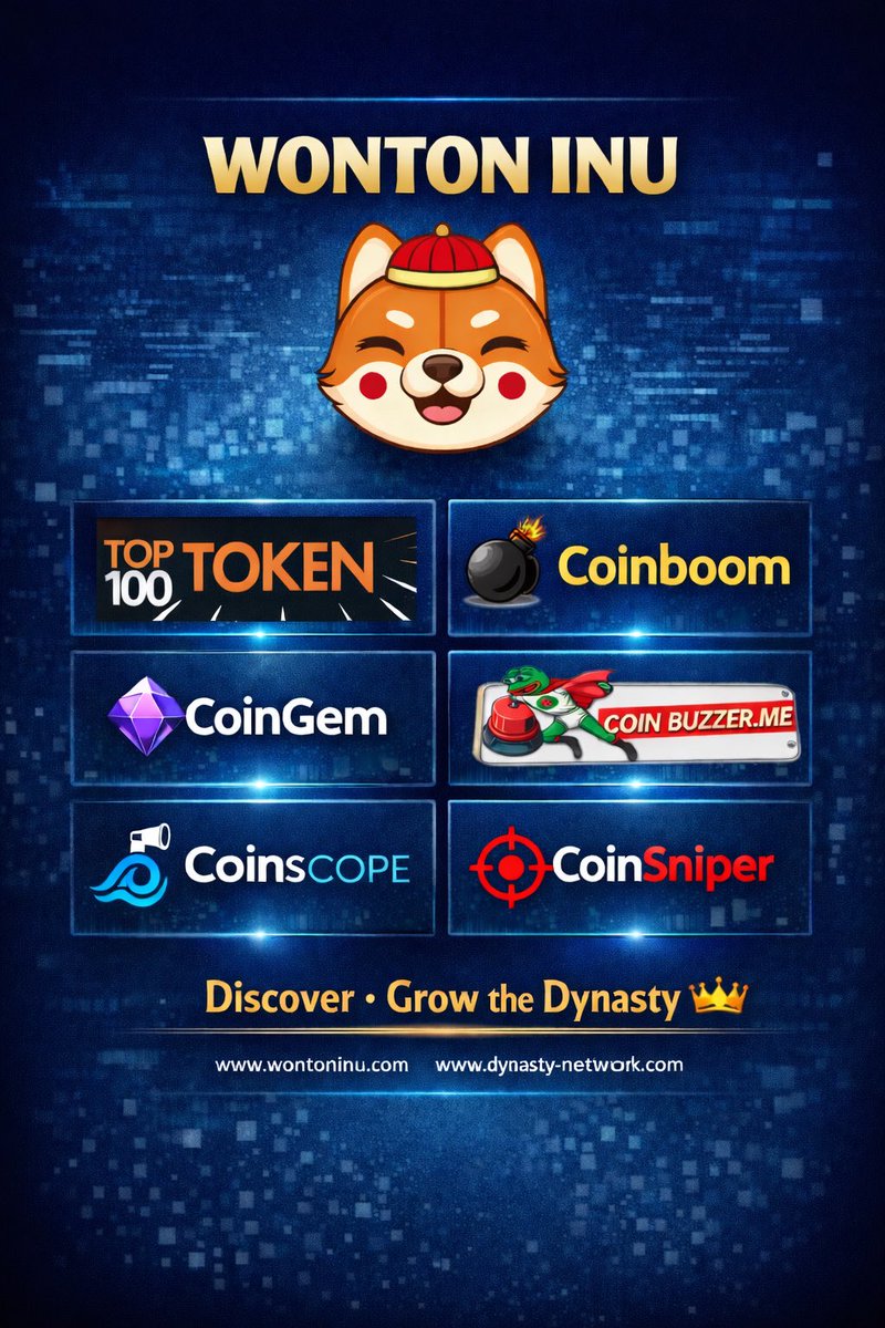 WontonInu's tweet photo. 🚨WONTON INU IS EXPANDING🚨

Now listed across crypto platforms — 
the visibility is growing every day 👇

🔥 https://t.co/NMnwXfF1Mp
🔥 https://t.co/Kk8uO773pS
🔥 https://t.co/Zgn6z2FWA5
🔥 https://t.co/4rPA3SOLQl
🔥 https://t.co/pIdLcrd2Ej
🔥 https://t.co/2YhiDzZLet

This is how projects grow:
📈 More exposure
📈 More eyes on WONTON

We’re not here for hype…
We’re building a real ecosystem on Base 👑

🌐 https://t.co/CVJrrIg5K0
🌐 https://t.co/umUfmwGeUz

#WONTON #Base #Crypto #DeFi #Altcoins #Web3 #MemeCoin