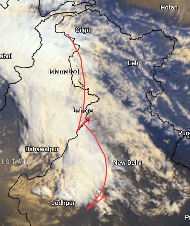 navdeepdahiya55's tweet image. Strong cloudmass from western disturbance has developed over west #Rajasthan &amp;amp; Pakistan. 
• Frequent spells of moderate to heavy showers will occur #Jaipur &amp;amp; most parts of north Rajasthan till late night hours. 
• Fairly widespread rains &amp;amp; thundershowers will move towards