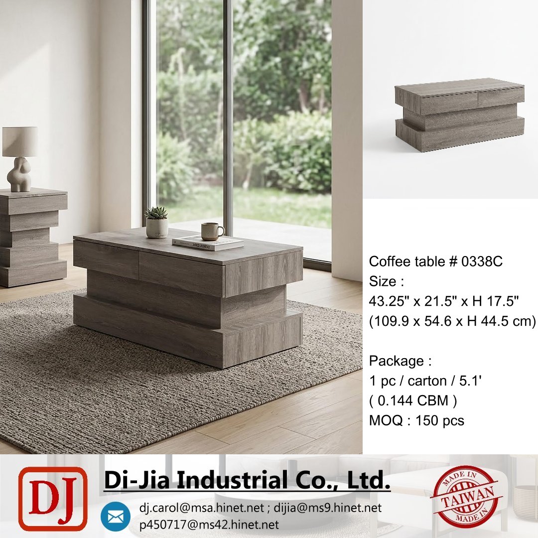 dijia1989's tweet image. Architectural coffee table (0338C) with tiered design and grey wood-grain finish. Features integrated drawers for hidden storage. A bold, geometric centerpiece blending modern style, functionality, and durability for minimalist interiors.
#moderncoffeetable #livingroomtable