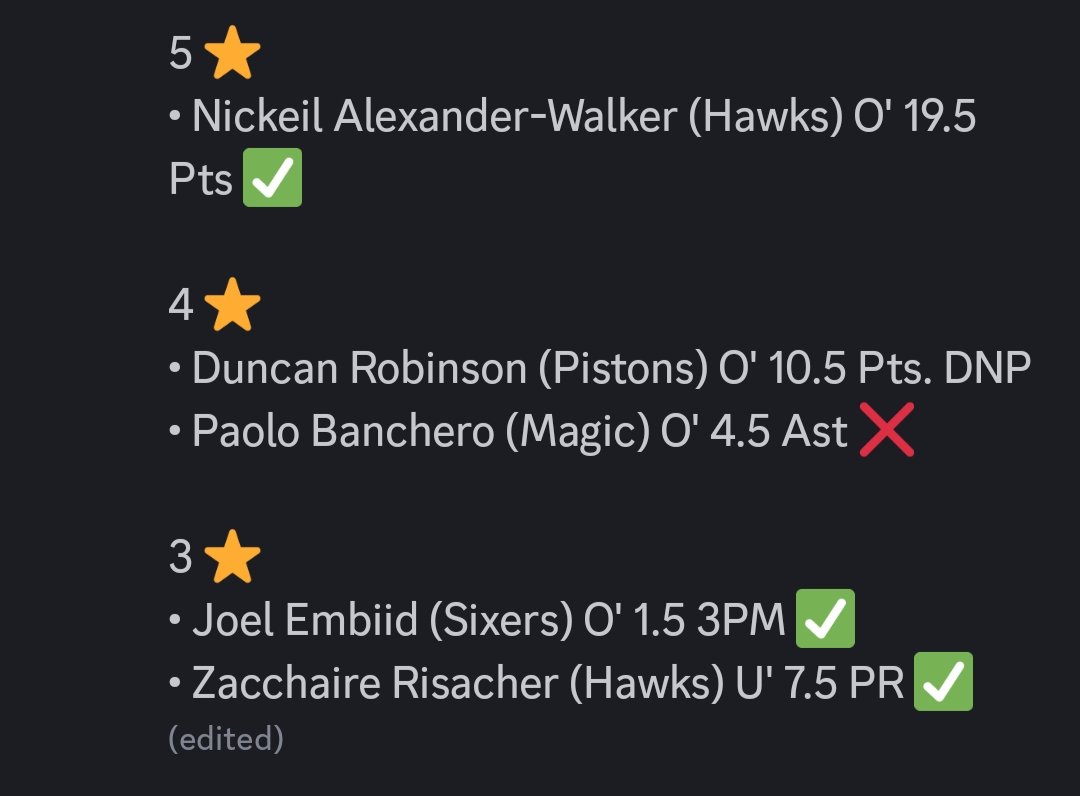 Zaysdfspicks's tweet photo. 3-1 day. Paolo goes into halftime with 3 assists and doesn't get another one. Should of swept, but won't complain about a profitable day. On to tomorrow ✅ https://t.co/9JZcmJoooK