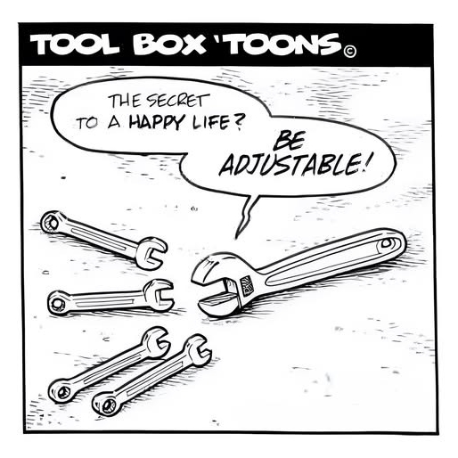 aaidentoncom's tweet photo. The secret to a happy life? Be adjustable! #MechanicHumor #FunnyToons #AdjustableWrench https://t.co/jgi5dwgPdj