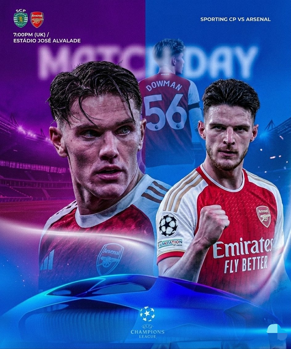 Gooners_girl's tweet photo. 𝗠𝗔𝗧𝗖𝗛𝗗𝗔𝗬: 𝗦𝗽𝗼𝗿𝘁𝗶𝗻𝗴 𝘃𝘀 𝗔𝗿𝘀𝗲𝗻𝗮𝗹 🔴⚪️

𝗧𝗵𝗲 𝗿𝗼𝗮𝗱 𝘁𝗼 𝘁𝗵𝗲 𝗳𝗶𝗻𝗮𝗹 𝗴𝗼𝗲𝘀 𝘁𝗵𝗿𝗼𝘂𝗴𝗵 𝗟𝗶𝘀𝗯𝗼𝗻. 𝗩𝗶𝗸𝘁𝗼𝗿 𝗚𝘆ö𝗸𝗲𝗿𝗲𝘀 𝗶𝘀 𝗯𝗮𝗰𝗸 𝘄𝗵𝗲𝗿𝗲 𝗶𝘁 𝗮𝗹𝗹 𝘀𝘁𝗮𝗿𝘁𝗲𝗱, 𝗯𝘂𝘁 𝘁𝗼𝗻𝗶𝗴𝗵𝘁, 𝗵𝗲'𝘀 𝘄𝗲𝗮𝗿𝗶𝗻𝗴 𝘁𝗵𝗲 𝗥𝗲𝗱 𝗮𝗻𝗱 𝗪𝗵𝗶𝘁𝗲. 𝗧𝗶𝗺𝗲 𝘁𝗼 𝘀𝗵𝗼𝘄 𝘁𝗵𝗲𝗺 𝘁𝗵𝗲 𝗺𝗮𝘀𝗸! 🎭

📍 𝗘𝘀𝘁á𝗱𝗶𝗼 𝗝𝗼𝘀é 𝗔𝗹𝘃𝗮𝗹𝗮𝗱𝗲
🕗 𝟴:𝟬𝟬 𝗣𝗠 𝗕𝗦𝗧

#SportingArsenal #UCL #COYG