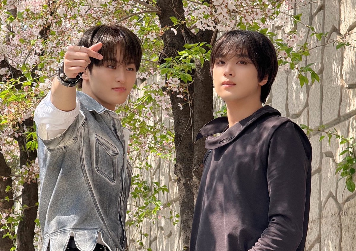 xneojunx's tweet photo. clingy while in the waiting room, went out to get a meal together, mark suggesting they take pics with the cherry blossoms even though haechan was hesitant at first bc they were in their stage outfits, literally hanging out together the whole time before their performance 🥹 https://t.co/OBPYI7AZtp