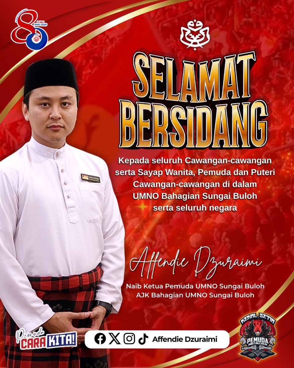 fendy_affendi's tweet photo. Zuree Affendie bin Dzuraimi
Naib Ketua Pemuda UMNO Bahagian Sungai Buloh
Ahli Jawatankuasa UMNO Bahagian Sungai Buloh

https://t.co/8ti0NdU3ak

@PemudaUMNOMy https://t.co/Jxsd8Dfrac
