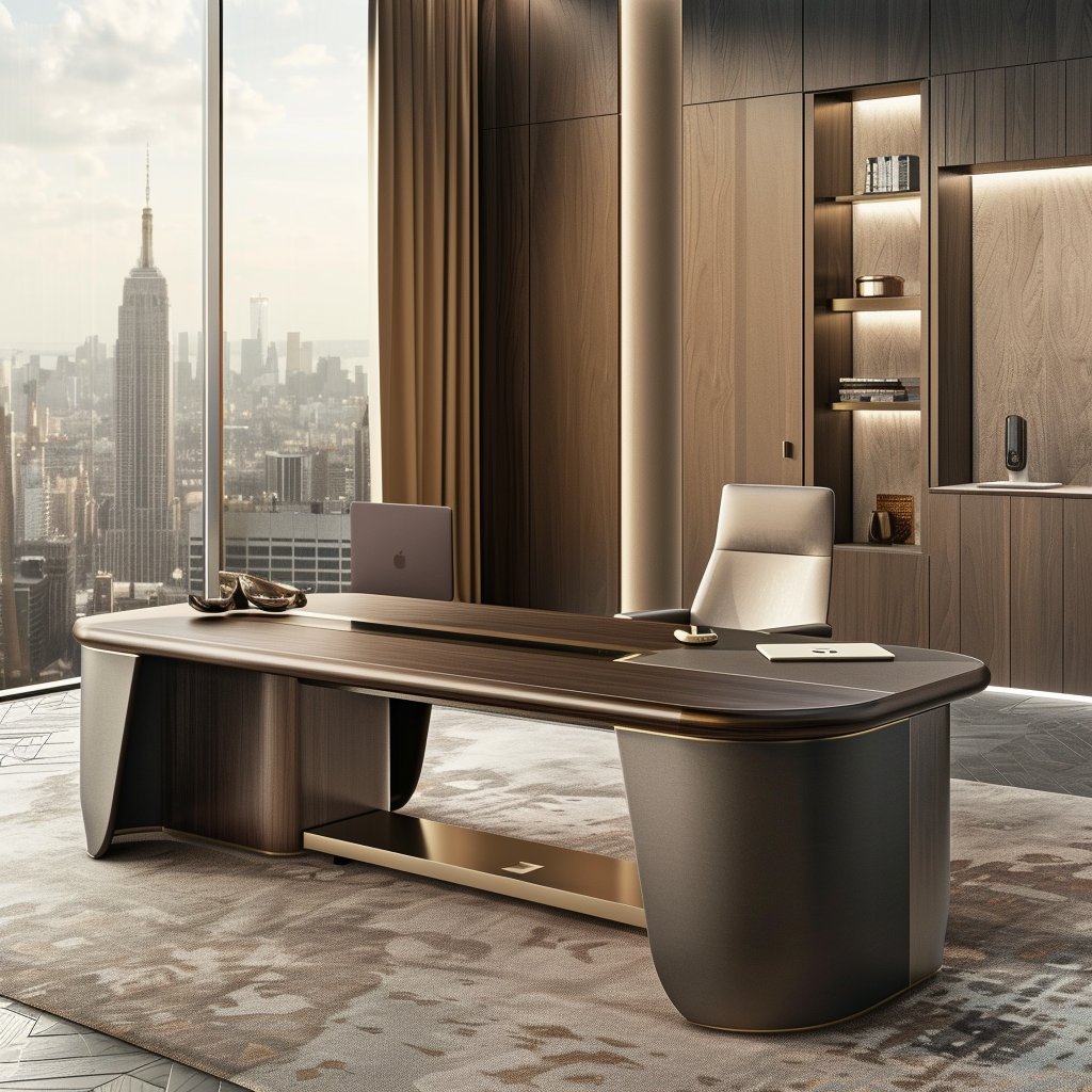 SaintcyOffice's tweet image. Fluid monolithic architecture. A seamless walnut wrap meets a recessed charcoal core and a striking gold base. A masterpiece of organic warmth and modern focus for the visionary executive. saintcyspace.com: SAINTCYFURNITURE3 
#ceostyle #moderninteriors