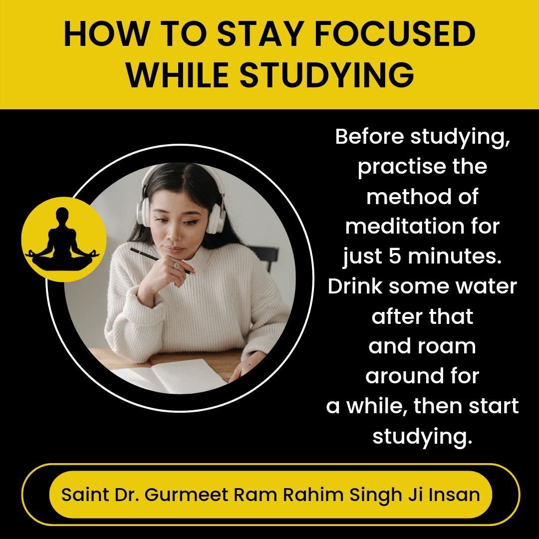 NehaBindal10's tweet photo. Sit down to study only after meditating for 5–10 minutes.
Instead of rote learning, memorize by visualizing images in your mind.
Do not study continuously, take short breaks in between.
#StudyTips
#BestStudyTips
#StudyTipsBySaintMSG https://t.co/cCQPH2kX0D