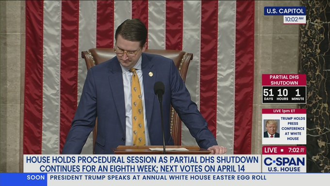 McPhersonHall's tweet image. #MN01 @RepFinstad won't tweet out that the House  on Day 52 (Apr 6) of the partial DHS shutdown did NOT take action again on #HR7147 the Senate-PASSED bill funding DHS through September 30 during its brief pro forma session

WHY is @BradFinstad still on vacation ?

#TimeForChange